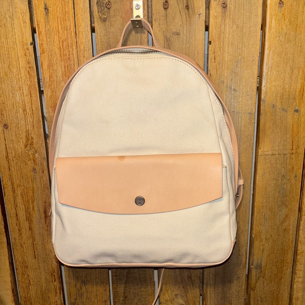 SKAGEN Ivory Canvas & Tan Leather Small Backpack